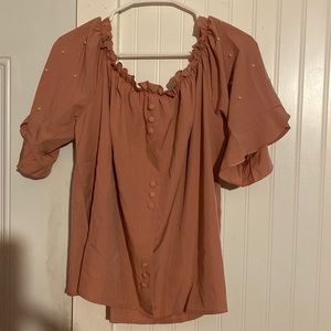 off shoulder mauve shirt , 1x